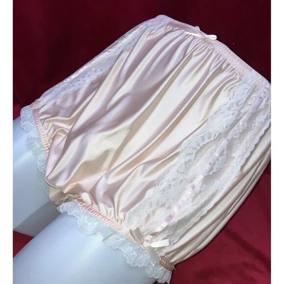 NIP 2X 3X Ritzy Knickers Can Can Granny Panty Silky Nylon Satin Lace Brief Sissy